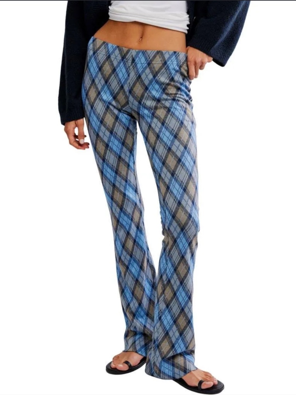 NWT Free People Chloe Flare Knit Pants In Periwinkle Blue Size S